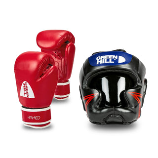 Boxing Set Gloves HAMED Children + Kids Head Guard Star